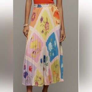 NWT Anthropologie The Isobel Silky Pleated Skirt by Maeve